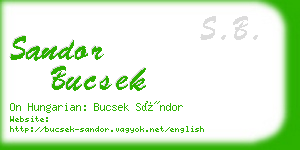 sandor bucsek business card